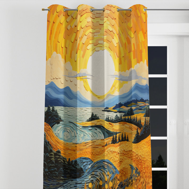 Anani - Rideau occultant avec œillets Vangogh - 1 panneau, l 52" x L 84", Œillets dorés