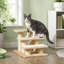 3-Step Pet Stairs Ladder, Cat & Dog Climb Steps with Cat Tree Design, Beige