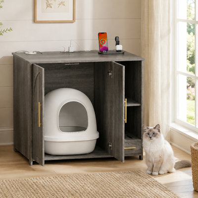 Enceinte de litière pour chat avec prise de courant pour grandes boîtes à litière automatiques