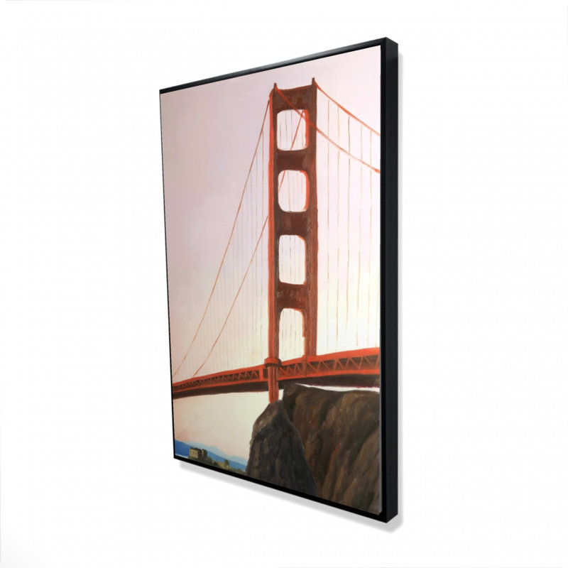 Sunset on the Golden Gate Bridge - Framed Canvas Home Decor