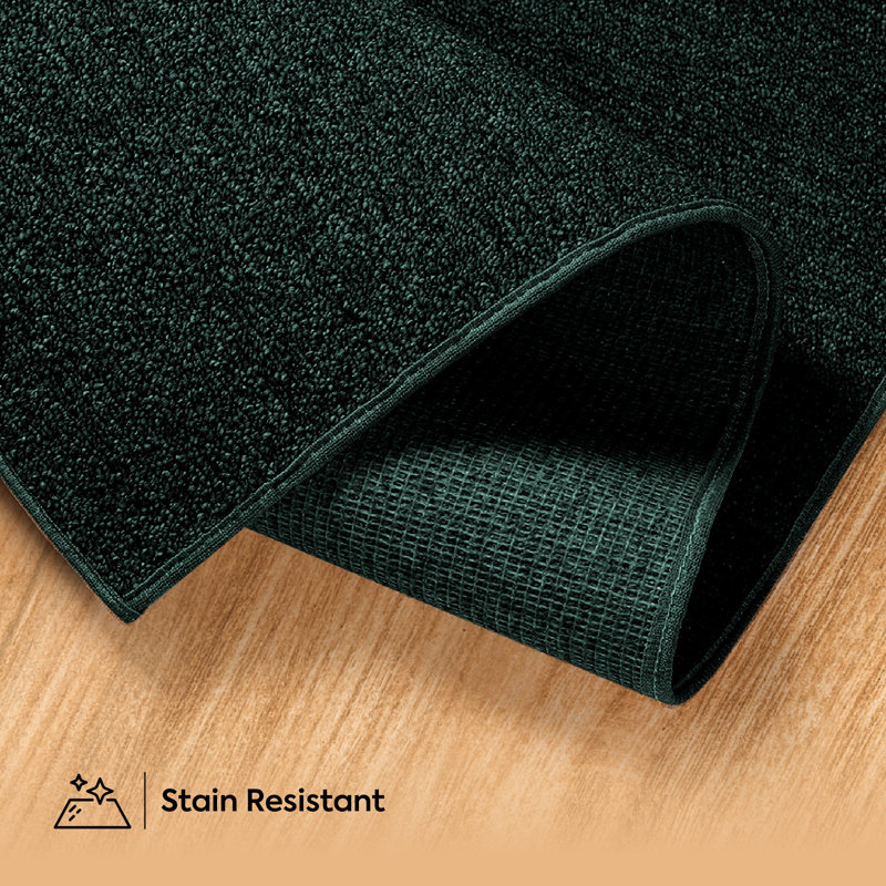 Indoor Outdoor Pet and Kids Friendly Solid Color Dark Green Area Rugs, Stain & Fade Resistance,  Perfect for Patio, Deck, Picnic, Beach, Backyard, Event, Camping & Wedding Rug