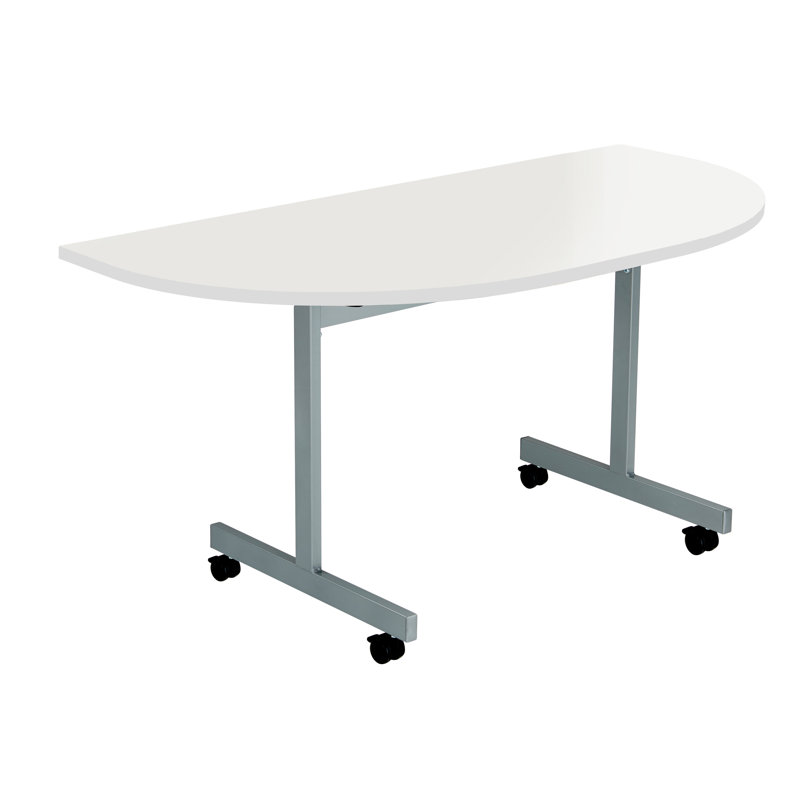 Bouton 140cm Half-circle Conference Table, White, H72 x L140 x W70cm