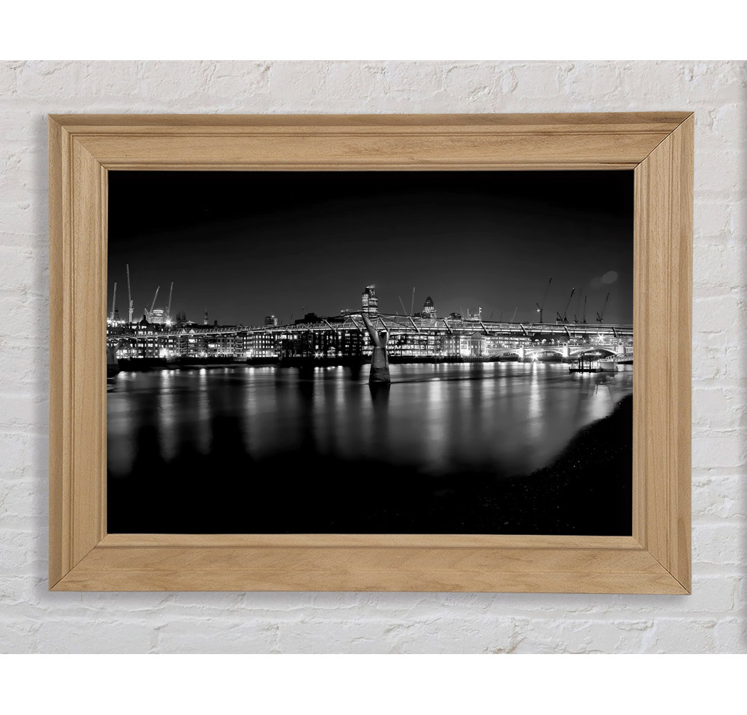 London Thames B N W Nights - Einzelne Bilderrahmen Kunstdrucke