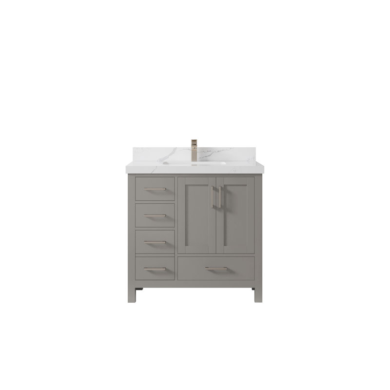 Ensemble de meuble-lavabo simple 36 po Malibu, Quartz Calacatta Laza