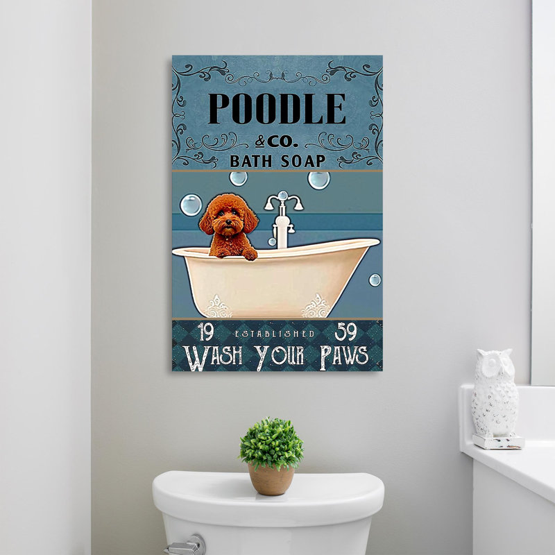 «Poodle Bath Soap 2», reproduction d'art rectangulaire sur toile tendue, H 36 po x l 24 po x P 1,25 po