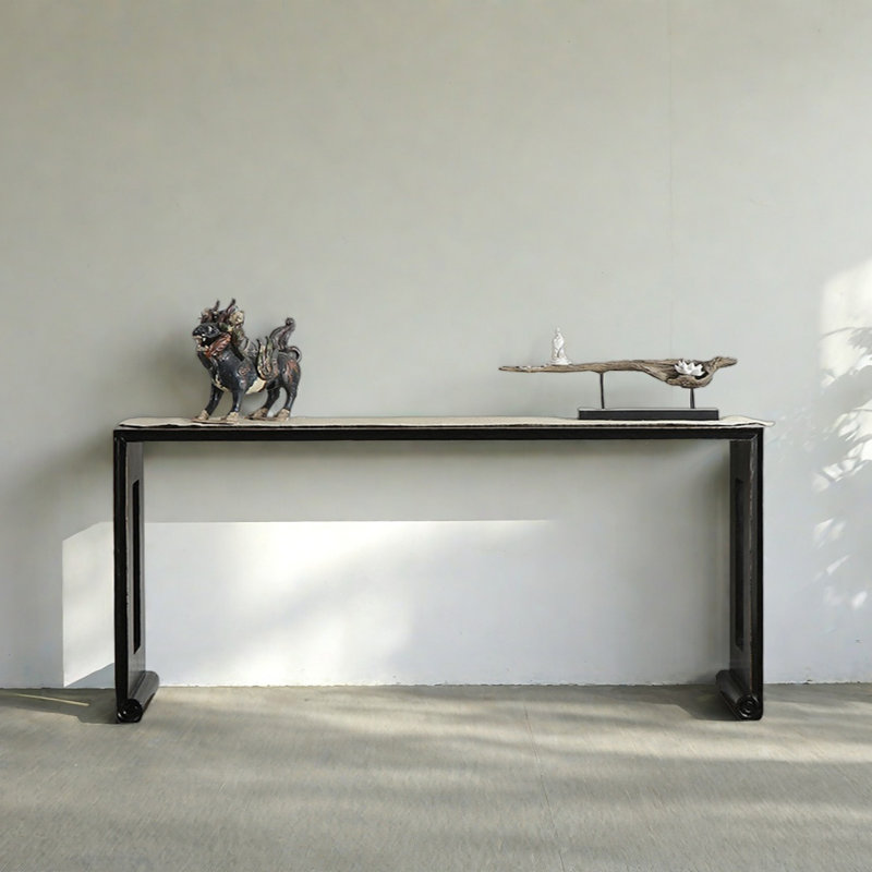 Retro Minimalist Solid Wood Console Table, 34.65" H x 78.74" W x 15.75" D
