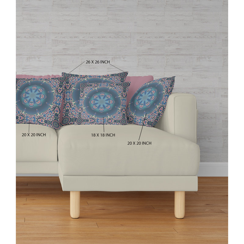  Housse de coussin carré et insert, H 20 po x l 20 po, Bleu/rouge, Fermeture éclair