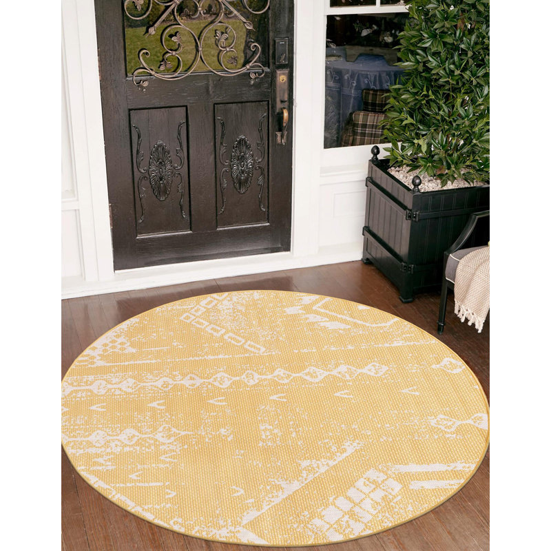 Broux Geometric Indoor / Outdoor Rug, Round 7'10"