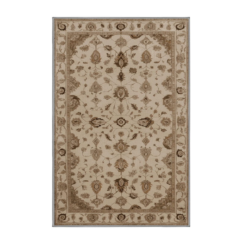 Machine Washable Tabriz Gray Area Rug, Rectangle 7' x 9'