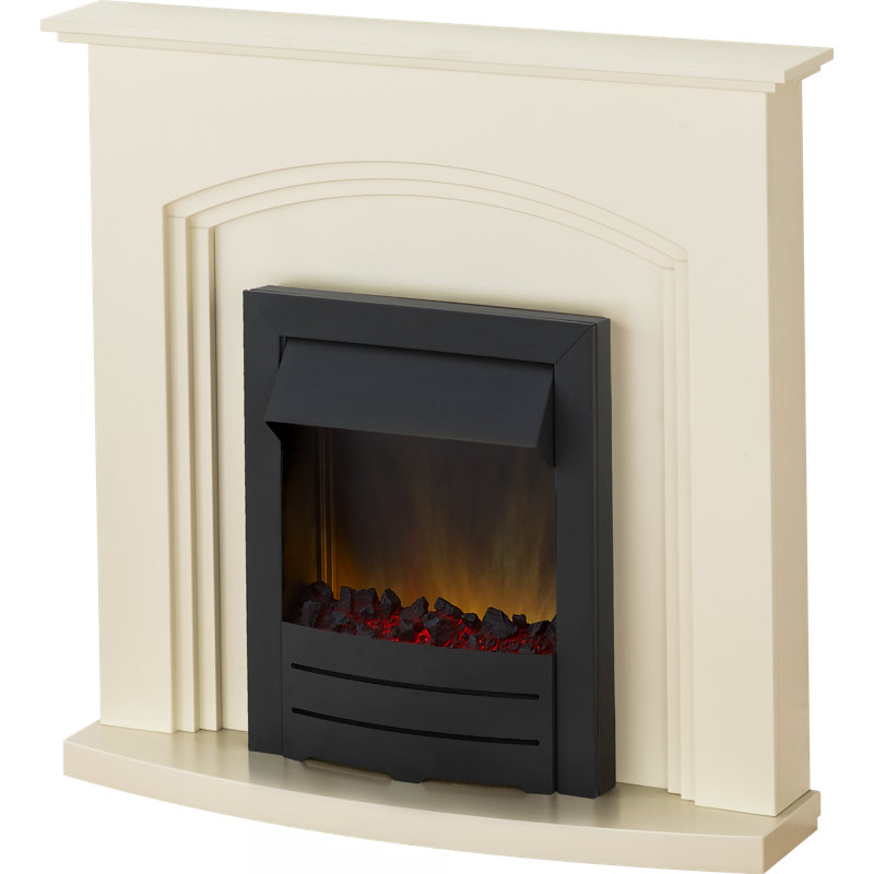 Truro Adam 103.5cm W Electric Electric Fireplace Suite with 6824.28 BTU, Black