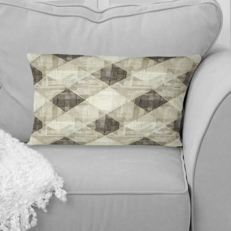 Coussin lombaire moderne Gingham II beige et gris