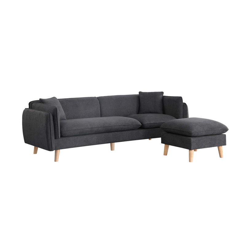 86.5"W Fabric Sectional Sofa Chaise