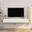 Meuble télé flottant, meuble télé mural avec lumières DEL et prise de courant, meuble télé ultrabrillant pour meuble télé de salon-126134989-135357860
