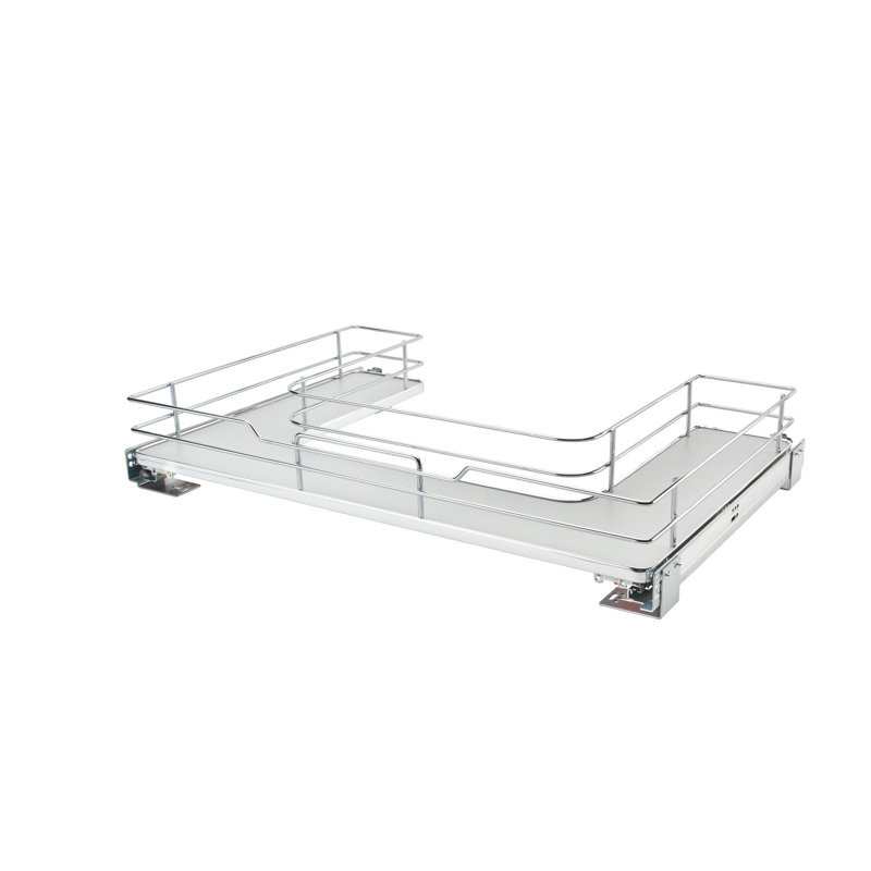 Rev-A-Shelf Solid Surface U-Shape Pull Out Organizer for Sink Base Cabinets with Soft Close, 29.69" W, Gray