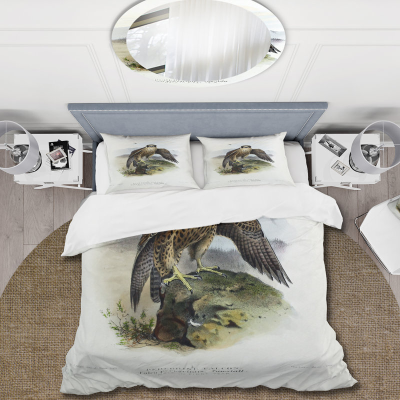 Vintage Bird Life VIII - Traditional Duvet Cover Set - Microfiber Polyester, King Duvet Cover + 2 King Shams