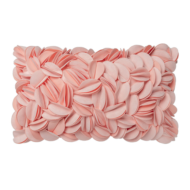 Housse de coussin brodée, Rectangle H 12 po x l 20 po, Rose - suède uni