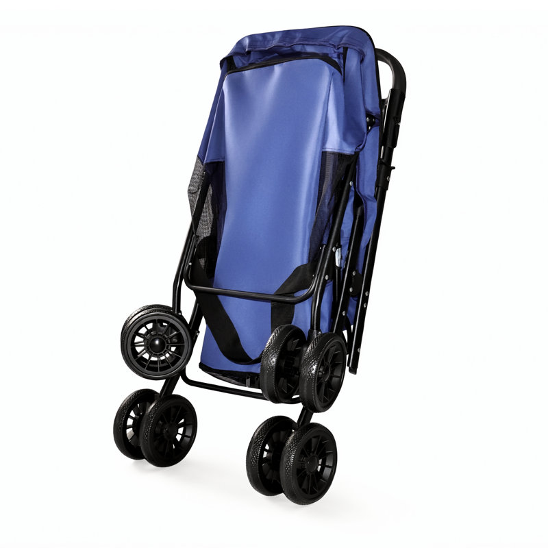 Pet Stroller, Foldable 4-Wheel Design, Blue