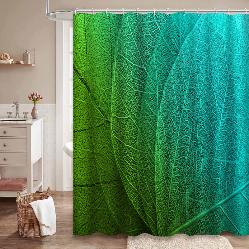Rideau de douche vert imperméable, rideaux de douche pour la salle de bain avec 12 crochets, L 72 po x l 78 po