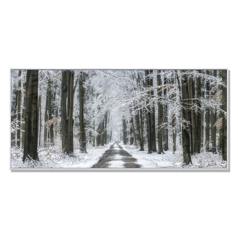 Forêt d'hiver - Photographie sur toile, Cadre blanc, H 30 po x l 40 po x P 1,5 po