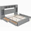 Grand lit en bois complet avec garde-robe, tablette de rangement et prise de courant, lit double superposé XL, gris-121070026
