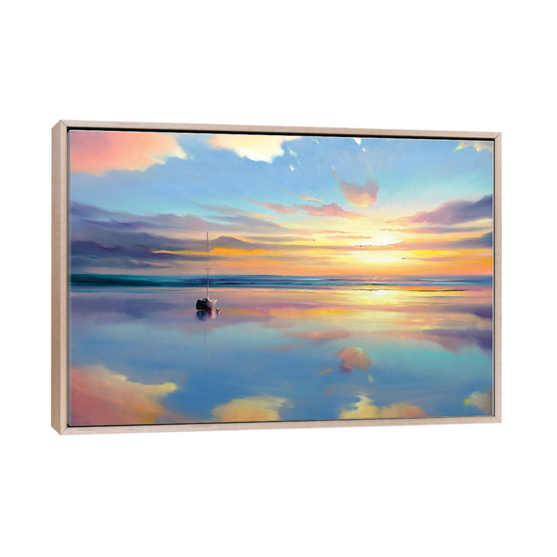 Where Sky Meets Water, Natural Wood Floater Framed Canvas, 26" H x 40" W x 1.5" D