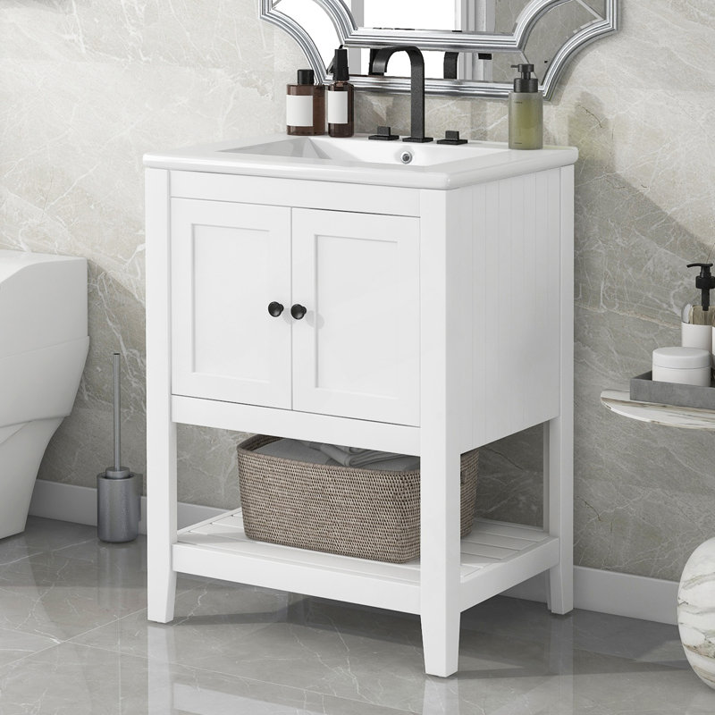 Meuble-lavabo moderne 24 po avec lavabo en céramique