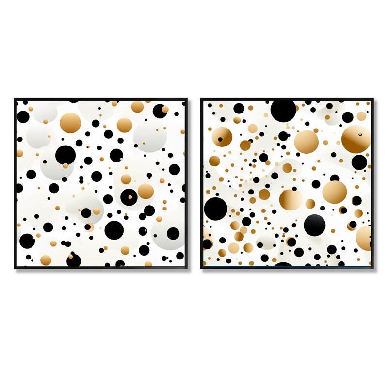 Ciarrai - Ensemble de 2 collages de formes carrées abstraites, Cadre flottant noir, H 30 po x l 61 po