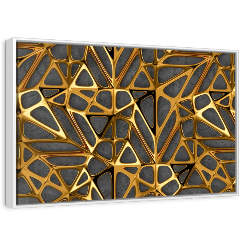 Treillis en métal doré, 25 po x 17 po, Cadre flottant blanc
