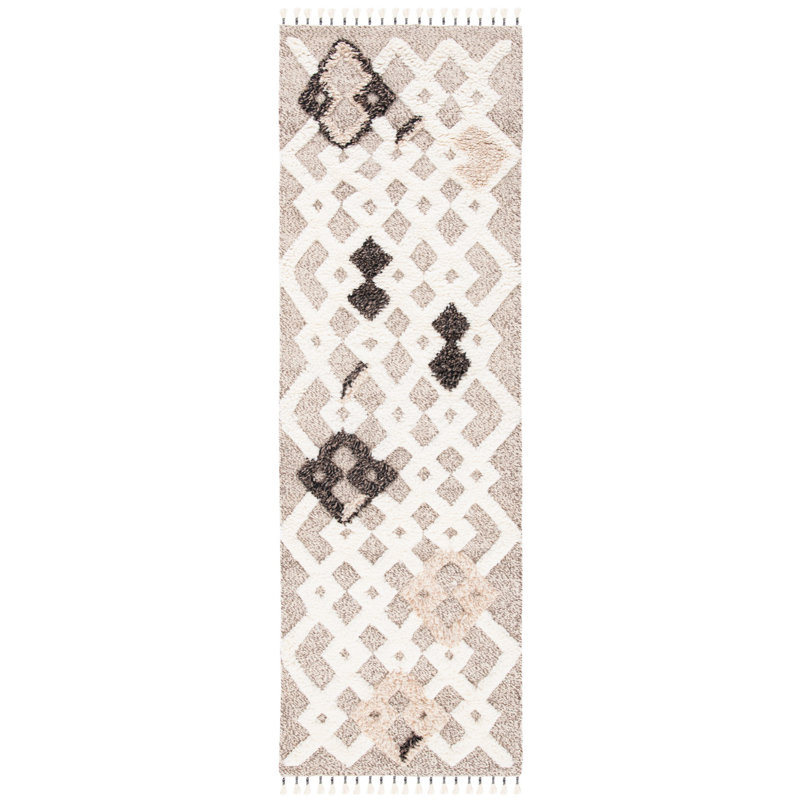 Tapis beige en laine noué à la main Haslam Southwesterm, Tapis de couloir 2 pi 3 po x 8 pi