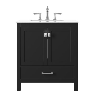 Meuble-lavabo Romio 30 po à un seul lavabo avec comptoir en pierre composite
