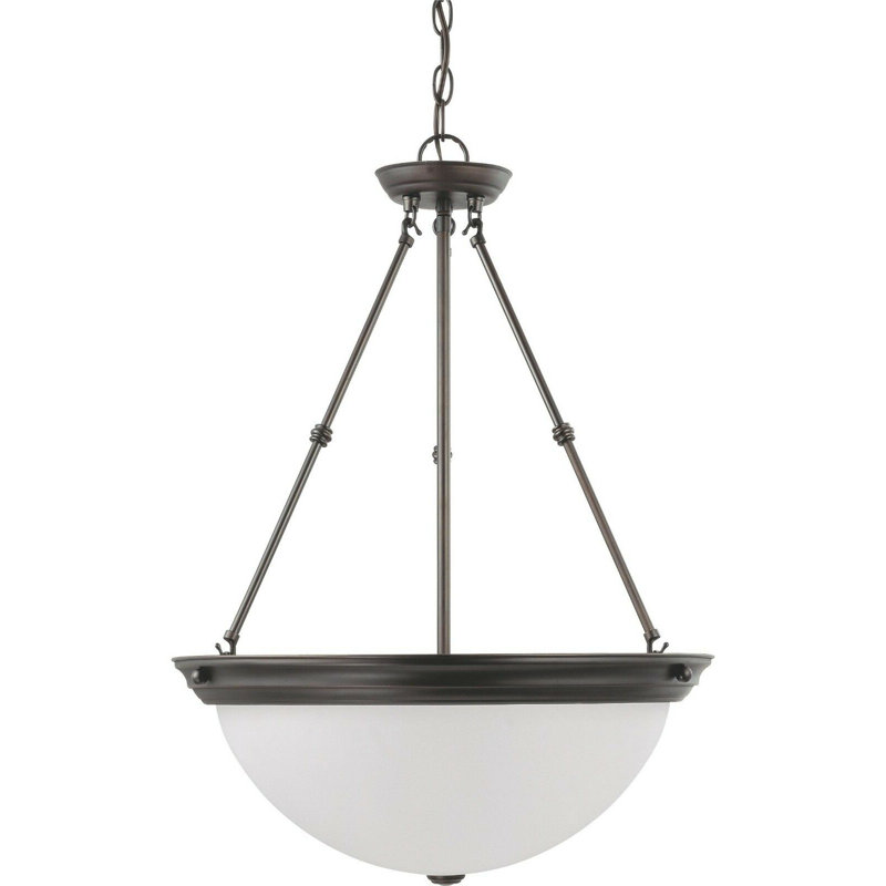 Luminaire suspendu bol unique à 3 lumières Marwan, H 27,75 po x l 20 po x P 20 po