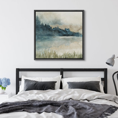 " Tranquil Lake Landscape Watercolor "