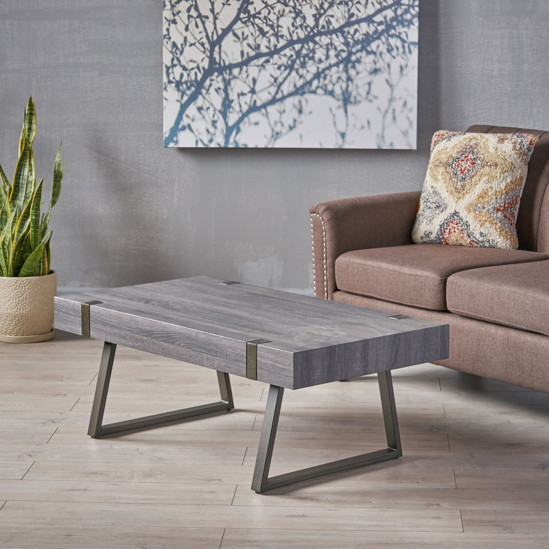 Industrial Coffee Table With Sturdy Metal Legs
