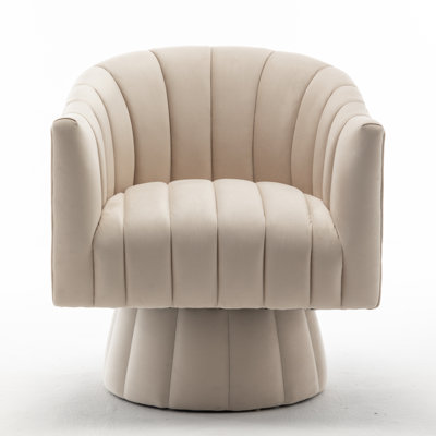Fauteuil demi-tonneau pivotant en velours capitonné l 28 po Murrow