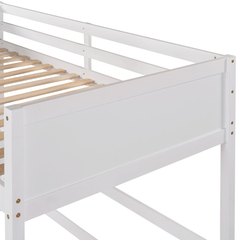 Lit mezzanine simple en bois massif blanc avec, gracieux et sans sommier, capacité de 250 lb en attrait solide, sommier, 6 épaisseurs de matelas