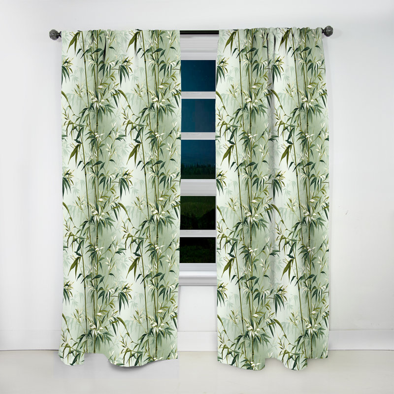 Bamboo Zen Tropical Pattern I - Tropical Curtain - Velvet Room Darkening - 1 panel, 52" W x 120" L