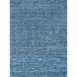 Rectangle Plush Solid Color Hand-Knotted Wool Area Rug in Light Blue