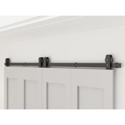 Matte Black Steel Double Door Barn Door Hardware Kit Standard Double