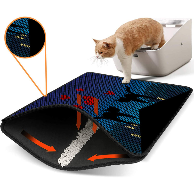Tapis pour litière de qualité supérieure, 18 po x 24 po | 50% PVC / 50% polyester, lavable à la machine et passer l'aspirateur | Conception durable et facile à nettoyer pour les propriétaires d'animaux de compagnie | Protégez vos planchers des dégâts de la litière