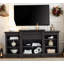 Console multimédia avec grande armoire de rangement, meuble télé multimédia moderne