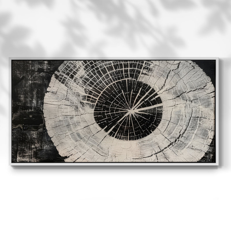 Série abstraite - CCXV - Toile tendue avec châssis encadré - Prêt à être accroché, H 21 po x l 41 po, Blanc