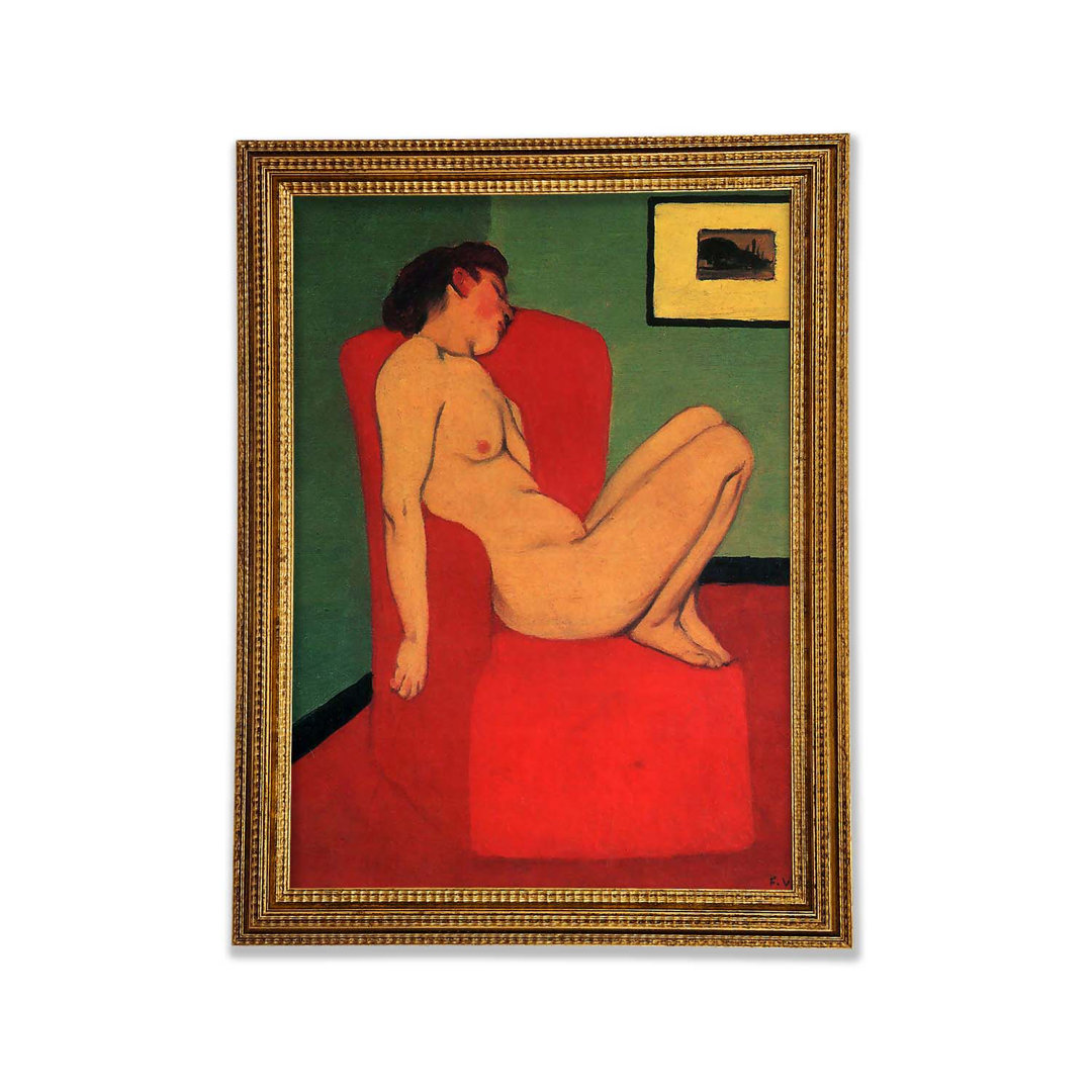 Nude In A Red Armchair von Felix Vallotton - Einzelne Bilderrahmen Kunstdrucke