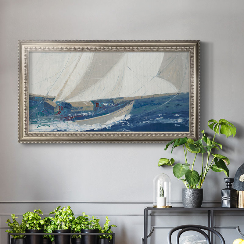 Port to port - peinture sur toile à cadre unique, H 25 po x l 45 po x P 1 po