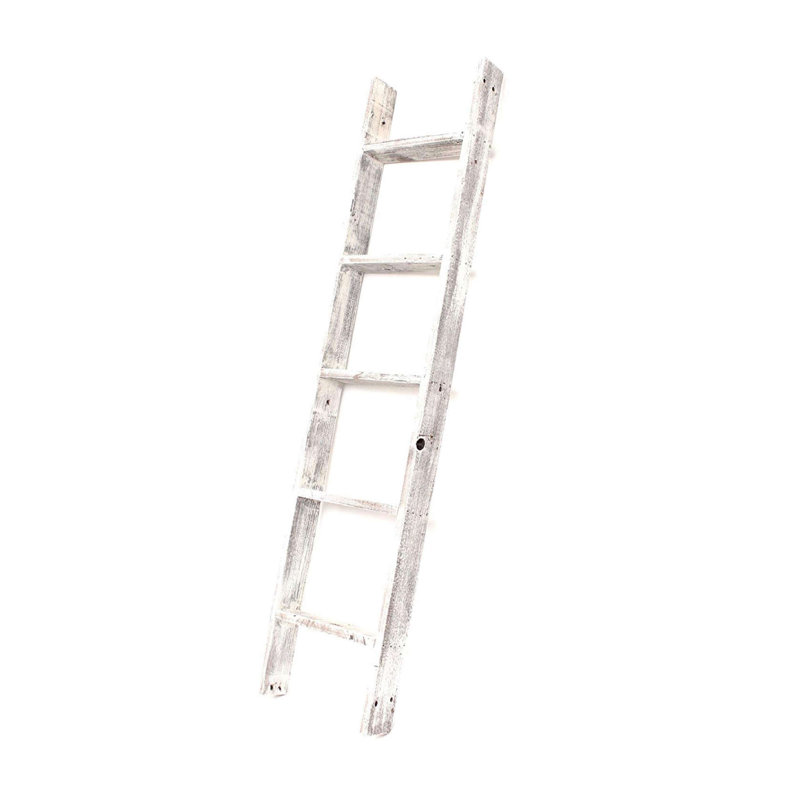 Étagère échelle en bois Orla, (4 tablettes) H 60 po x l 14 po x P 4 po, Blanc