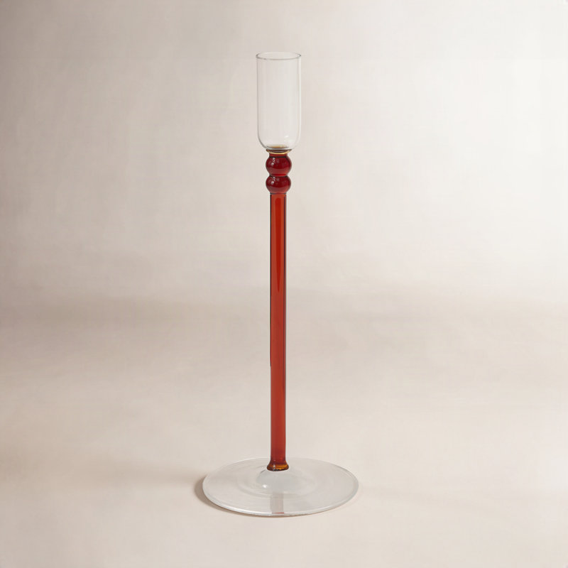 Wyland Glass Tabletop Candlestick, 9.75" H x 3.5" W x 3.5" D