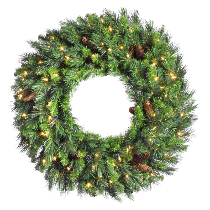 Nauman Mixed Greenery Wreath, 42" H x 42" W, Warm White