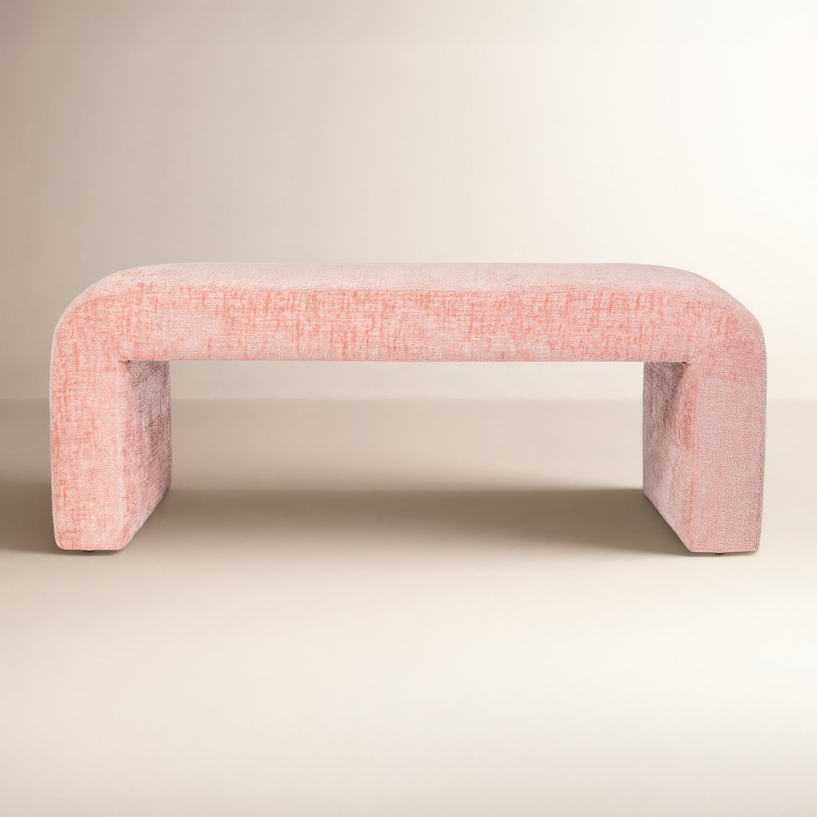 Diedrick Bench, Gwen Pink Microsuede, 19" H x 48" W x 19" D