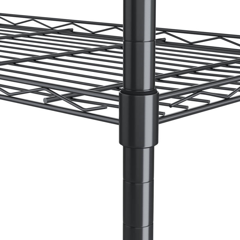 Hipson 6-Shelf Adjustable Storage Shelving Unit Steel Organizer Wire Rack with Lockable Wheel Casters, Hook, Black