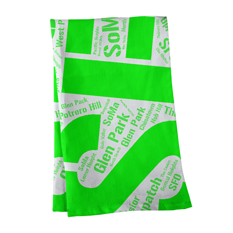 Cotton Tea Towel Kitchen Towel, Green, Memphis
