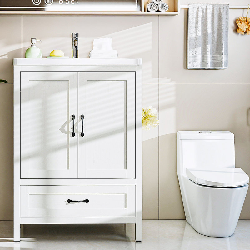 Armoires de rangement supérieures et tiroirs inférieurs réglables pour salle de bain (excluant l'évier)